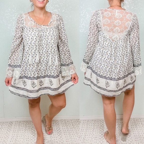 Free People Dresses & Skirts - Free People Summer Casual Dress Casual Floral Boho Mini Tunic Extra Small